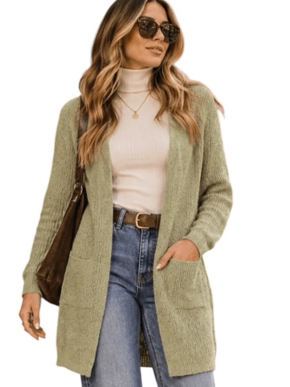 640: L MASSIMO NEW SWEATER CARDIGAN SAGE